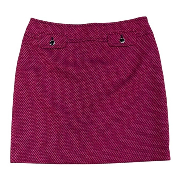 LOFT Dresses & Skirts - Ann Taylor LOFT Pink Black Houndstooth Mini A-line Skirt Side Zip Size 6 Office